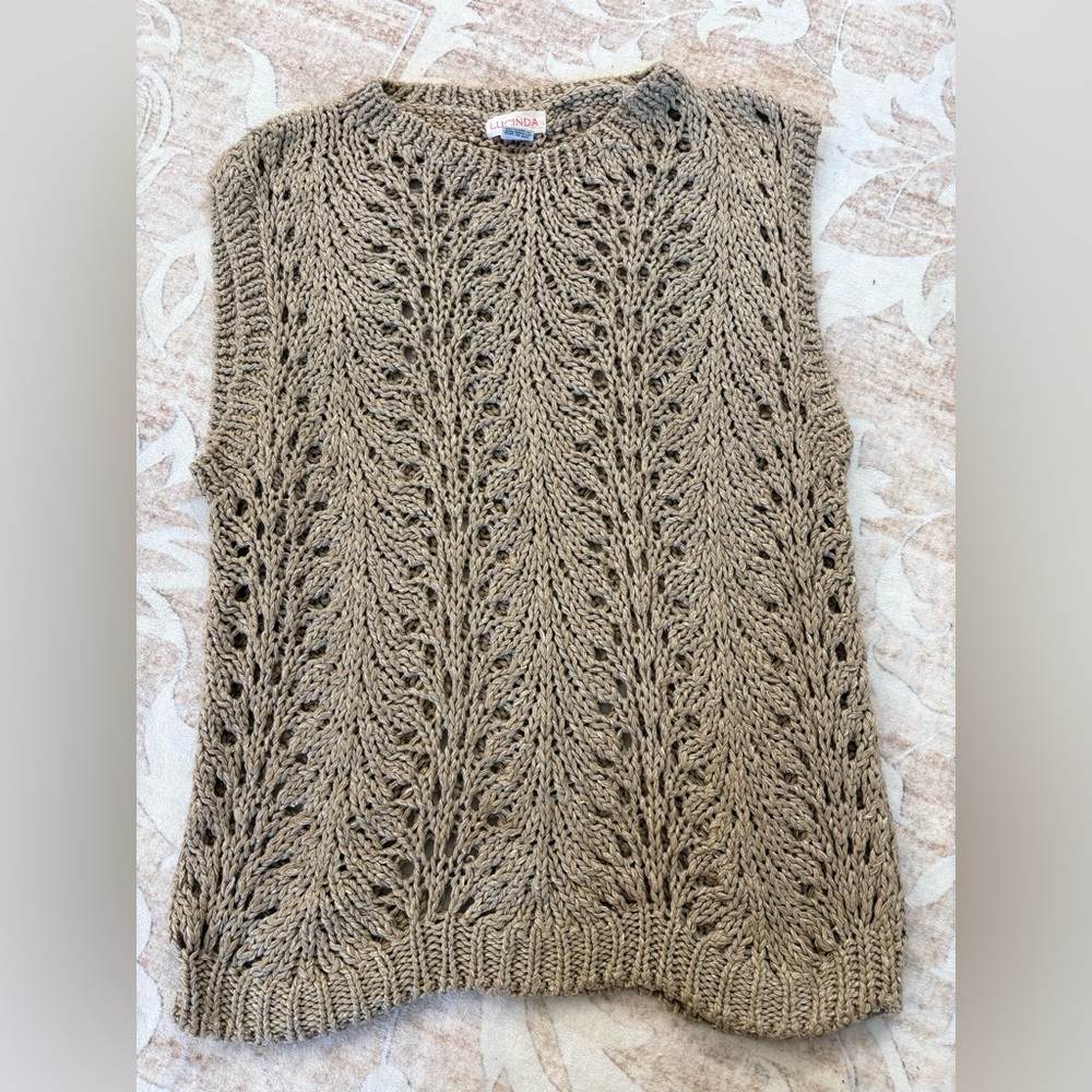 Lucinda Beige Knit Sweater Vest Size L